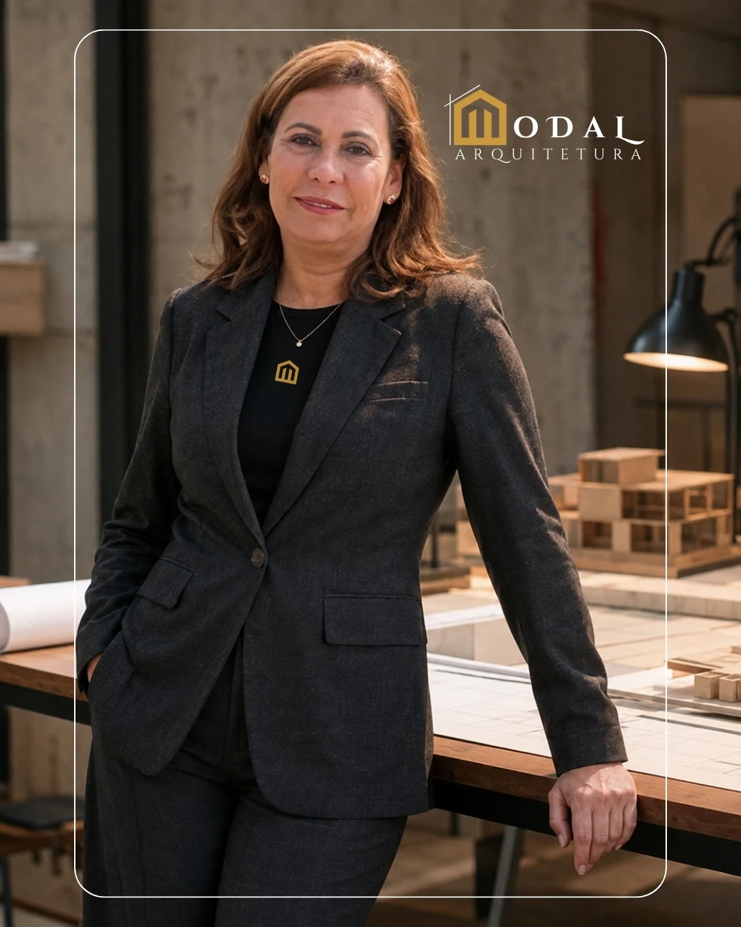 Teresa Floriano, fundadora da Modal Arquitetura, no escritório